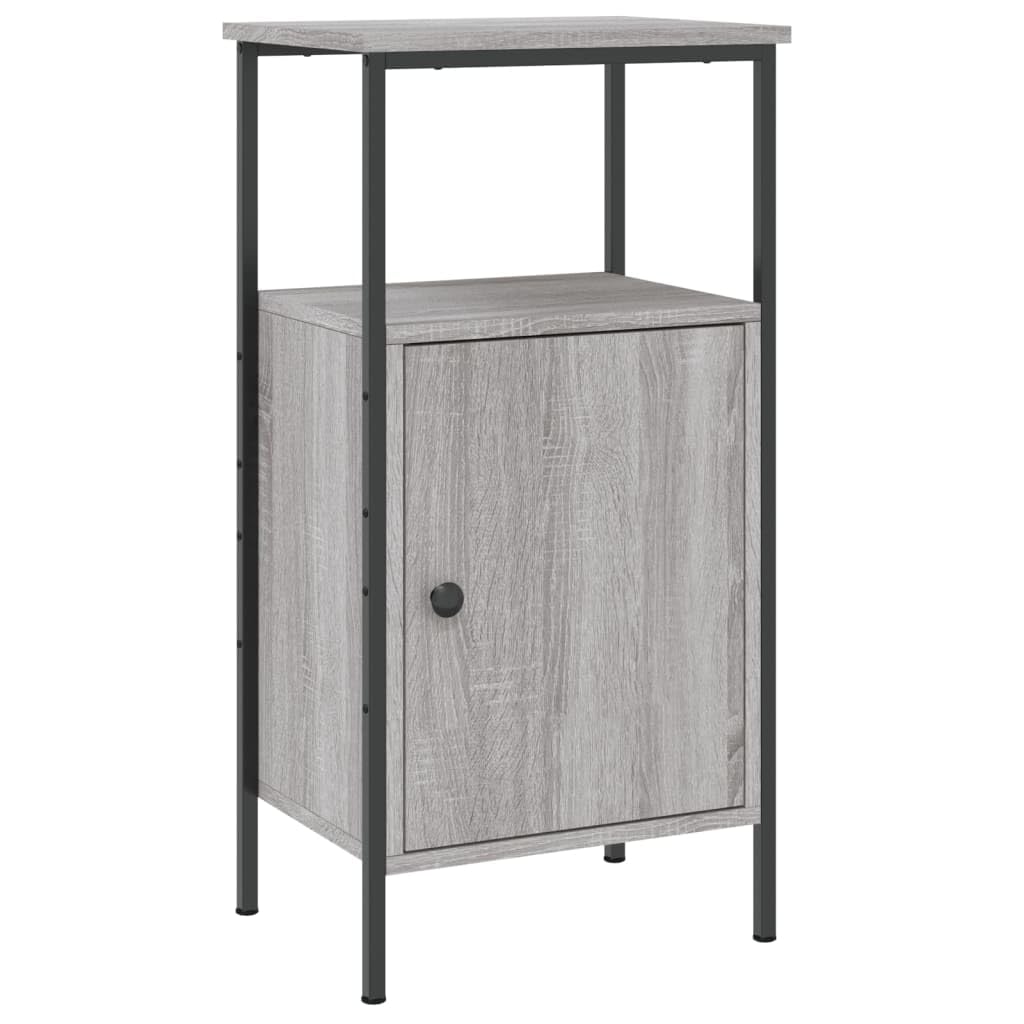 Nachttisch Grau Sonoma-Eiche 41x31x80 cm, Holzwerkstoff, industrielles Design, Stabiler Eisenrahmen, verstellbare Beine, vielseitiger Stauraum für Schlafzimmer und Wohnzimmer