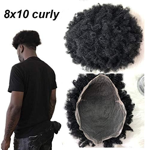 Afro Curly Mens Toupee Curly Lace Toupee Full Lace Human Hair Men Replacement System Men Hair Toupee