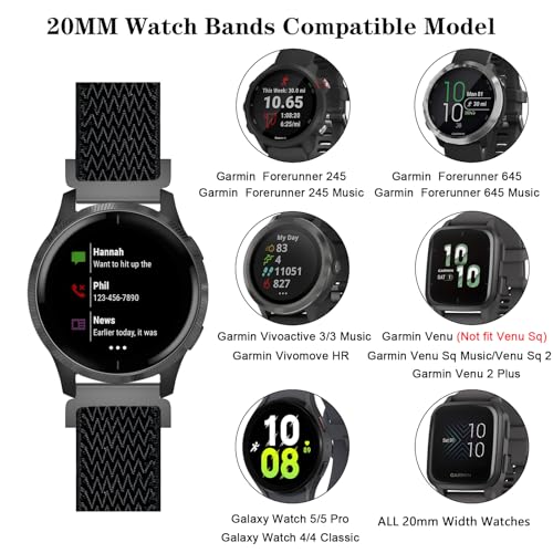 4 Pack Correas Elásticas de Nylon 20mm Compatibles con Garmin miniatura 2