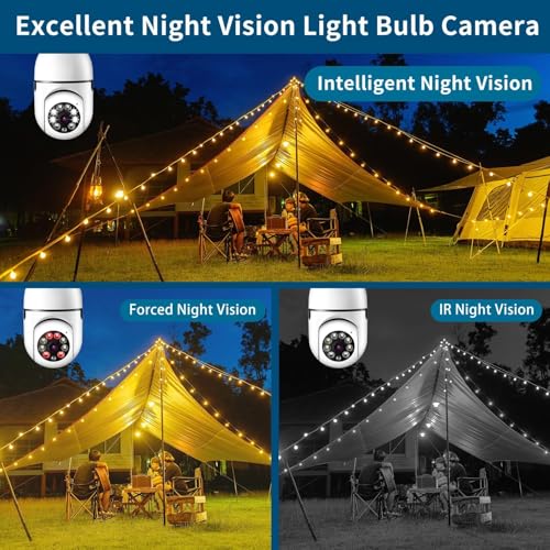 Image of securinnov 3MP WiFi Light Bulb Camera Home Office Outdoor | 360 Rotation | Color Night Vision |1080p | Motion Detection | Two Way Audio | Wireless Home Security | Mobile App V380 Pro (Light Bulb)