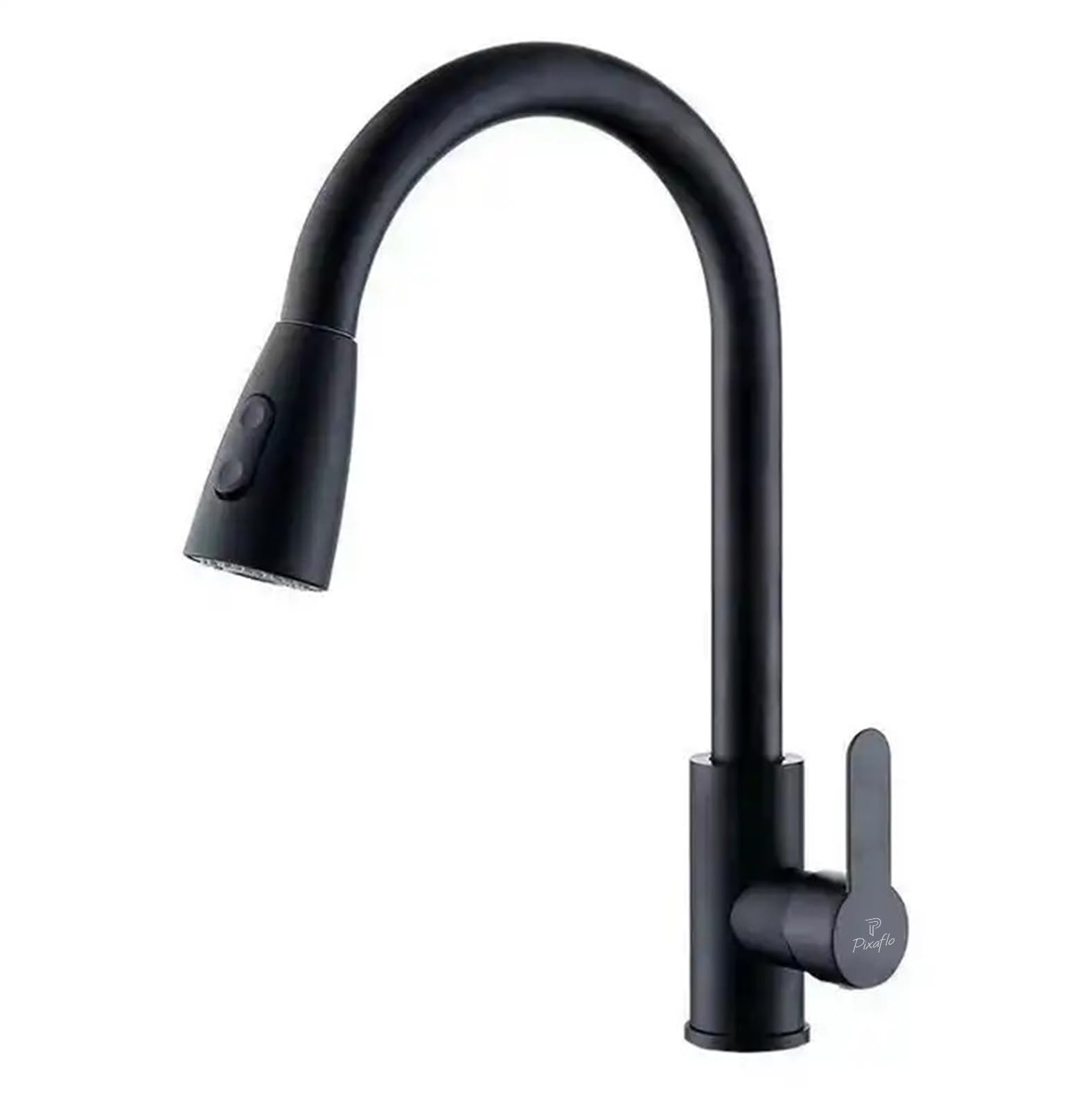 Pixaflo SS 304 Pull Out Kitchen Sink Mixer Tap with Swivel Spout and Connection Hoses | Deck Mounted (Matte Black)-image-12