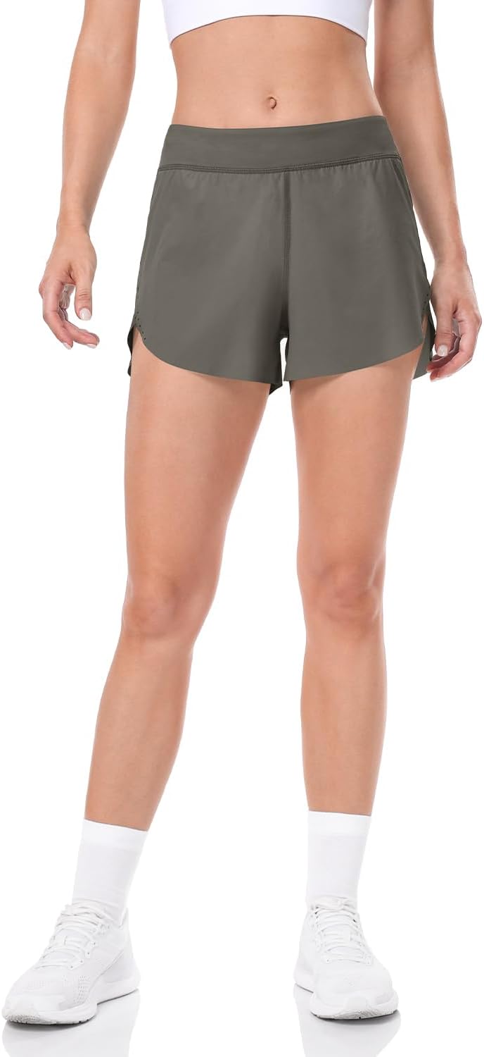 HeyNuts My Pace Running Shorts for Women, Mid Waisted Reflective Athletic Shorts Lined Workout Shorts 3" - Image 3