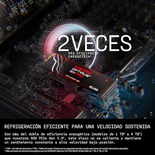 Miniatura 5 de SANDISK Optimus GX Pro 8100 PCIe Gen 5 NVMe SSD 1 TB (velocidades de Lectura/Escritura secuenciales de hasta 14 900/11 000 MB/s, TLC 3D CBA NAND)