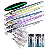 Goture(ゴチュール) メタルジグ 5個セット 200g 17.7cm 5色あり メタルジグセット ジギングルアー 夜光 ロング急速に沈下 リアルな3Dアイ センターバランス フィッシングルアー ハードルアー 遠投 海釣 船釣 釣具 青物 真鯛 サバ シーバス 海釣 船釣 ジグ 中深海ジギング オールシーズンに対応