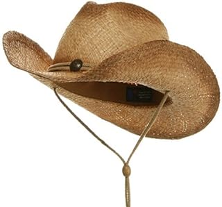 MG Tea Stain Raffia Straw Cowboy Hat (Natural), Natural Tea, Size One Size