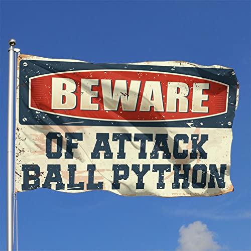 Bandera Beware Of Attack Ball Python de 152x244 cm para decorar cuartos de chicos 2