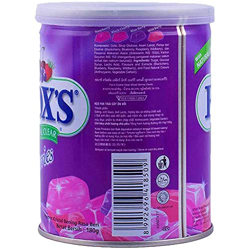Fox's Crystal Clear Mix Berries Flavoured Candy Tin Pack of 4 Jar, 4 x 180 g