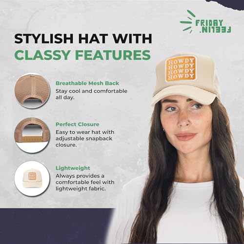 Image of Friday Feelin' Trucker Hat Women Men Baseball Caps Gift Women's USA Trucker Hats Caps Baseball Hats All Occasions - One Size