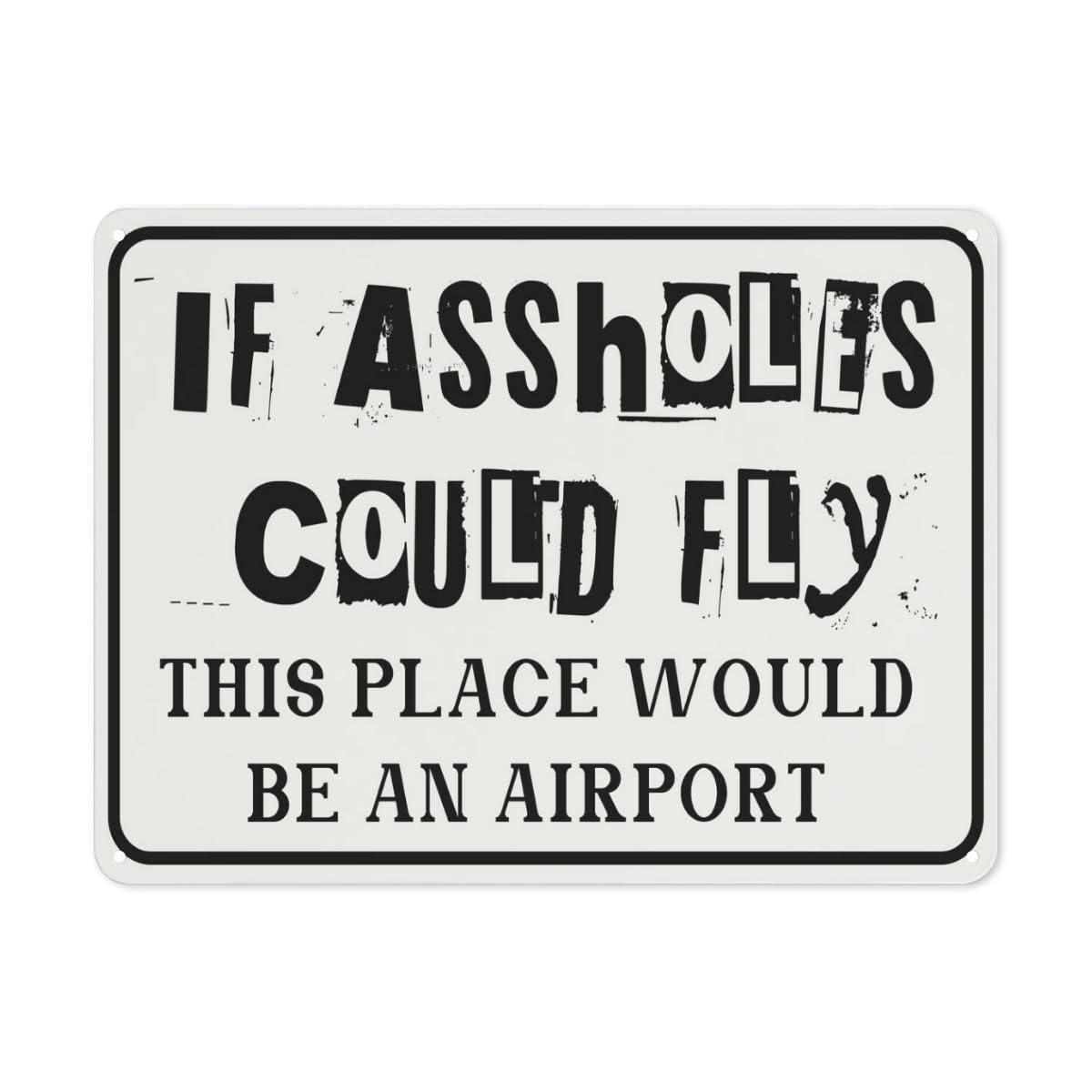peiyeety Funny Sarcastic Metal Tin Sign for Home Bar Garage Man Cave Plaque Signs Vintage Tin Sign Wall Decor If Assholes Could Fly This Place Would Be An Airport Metal Sign 8"x12"