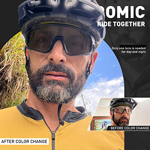 KAPVOE Photochromic Sunglasses Cycling Glasses Men Women Mountain Bike MTB Bicycle Clear Black 01, 5.6 x 1.7 inch - Image 2