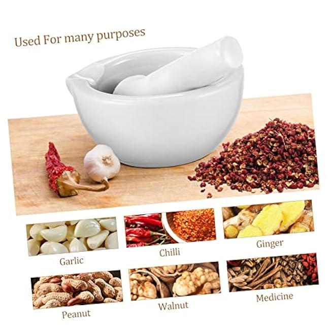 Mobestech Mini 80mm Ceramic Mortar and Pestle Set for Seasonings and Baby Food Grinding 2 Sets Kitchen Grinding Tools Small Bowls Pestle