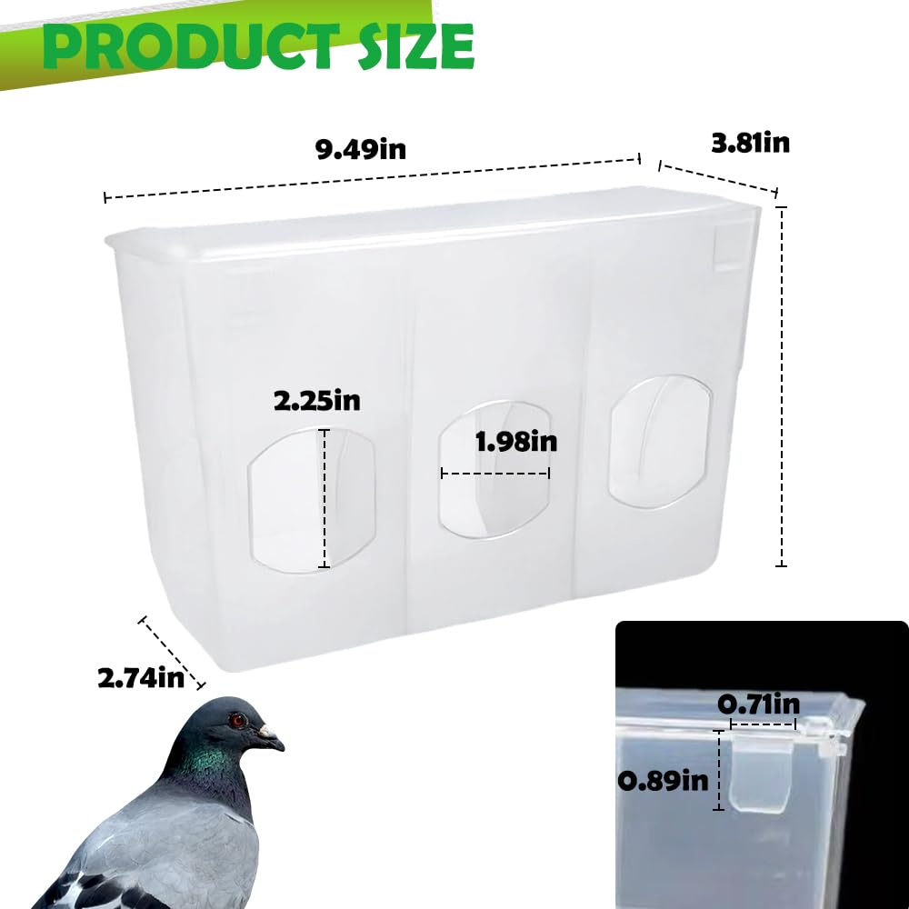 Mangeoire automatique en plastique pour pigeons, distributeur d'eau sans désordre à suspendre pour cage à oiseaux, perruches, cailles, oiseaux, poulet (design à 3 trous)
