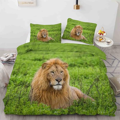 Housse de couette lion 240x260 anti-plis en microfibre douce avec zip robuste - 4