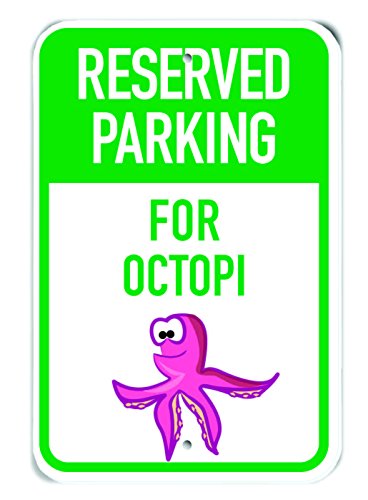 Panneau pieuvre aluminium Reserved Parking decoration murale mer