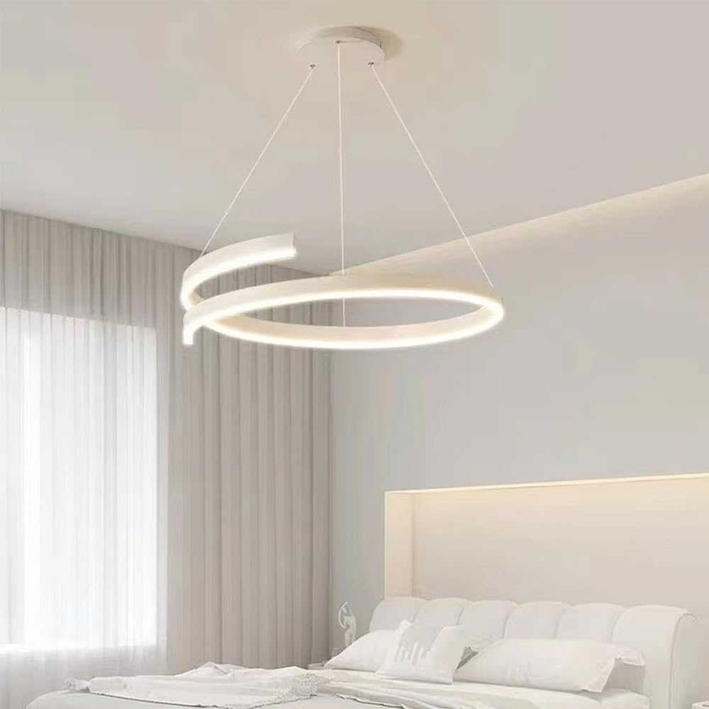 Mengjay Lampadario LED a Spirale Moderno, 3 Temperature di Colore,LED Lampadari Sospensione,Lampadario Camera da Letto Regolabile in Altezza Appendere le Luci (Bianco)