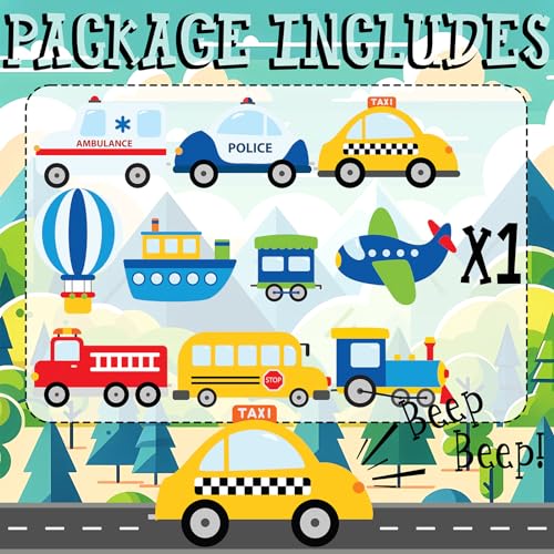 HaPiBiDesign Recortes de Transporte para Festas Infantis - Conjunto de 30 Decorações Vibrantes de An