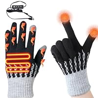 KBIBCK USB Heated Gloves for Men Women, Double-Sided Heated Gloves with Touch Screen, 3 Levels Temperature Adjustable, Full Finger Electric Heated Gloves for Indoor Office Outdoor Sledding Winter Gift