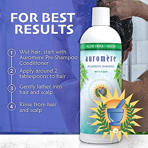 Auromere Ayurvedic Shampoo, Aloe Vera Neem - Vegan, Cruelty Free, Non-Gmo, Natural, Gluten Free, Sulfate Free, Paraben Free For Dry To Normal Hair (16 Fl Oz), 1 Pack #TOP4