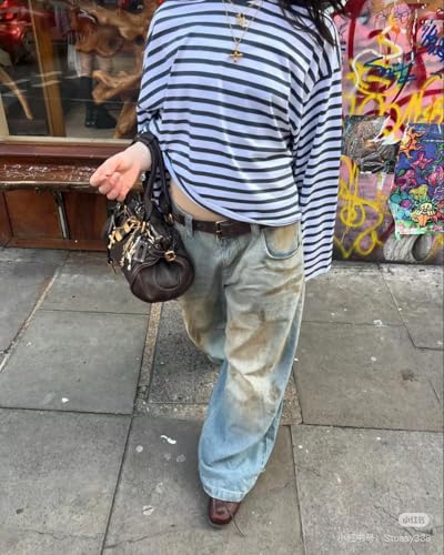 Jeans Women Mom Jeans Minimalist Clothing Vintage Washed High Waisted Wide Leg Dirty Denim Pants Women3