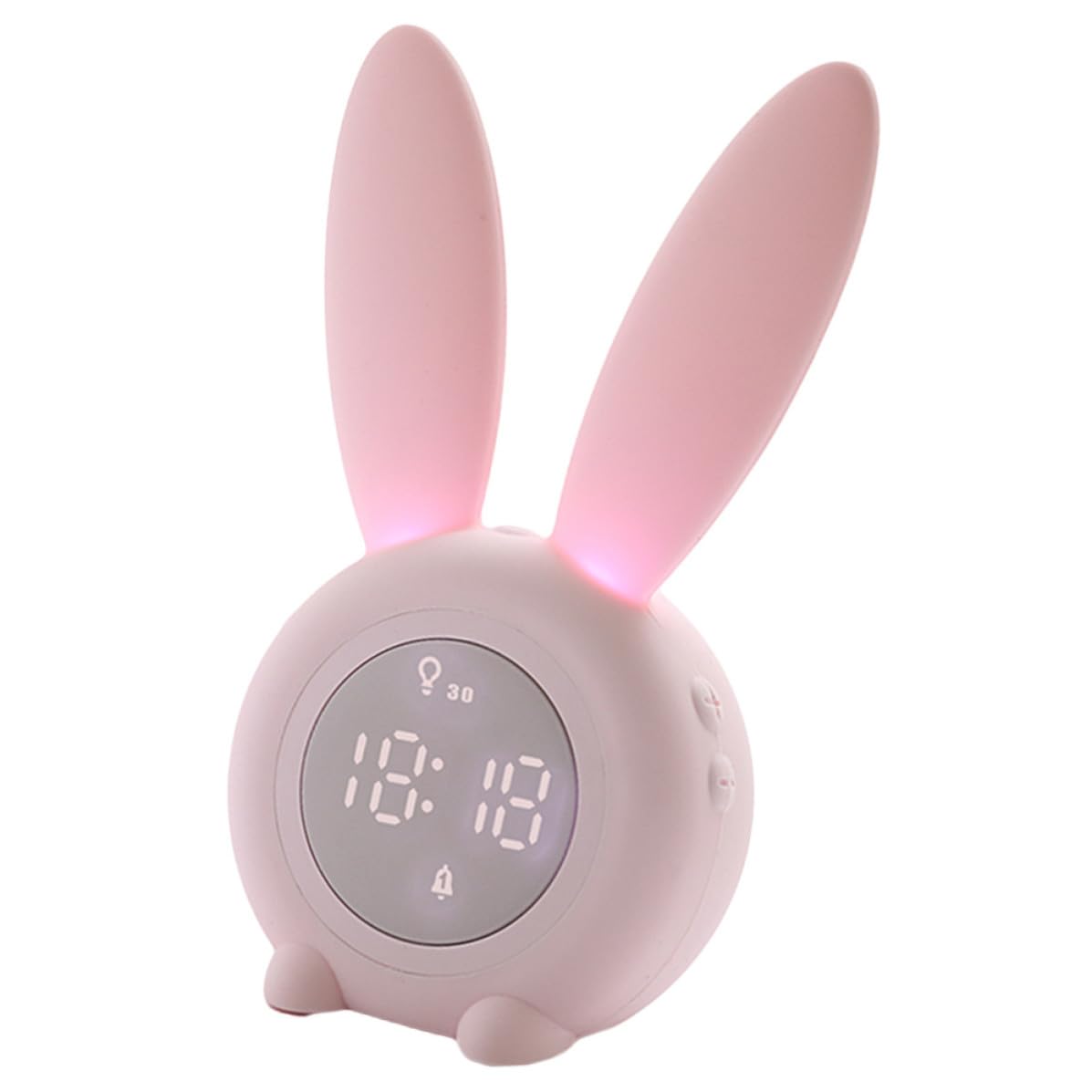 MAGICLULU Kinderwecker mit LED Nachtlicht in Hasenohrform, Rosa