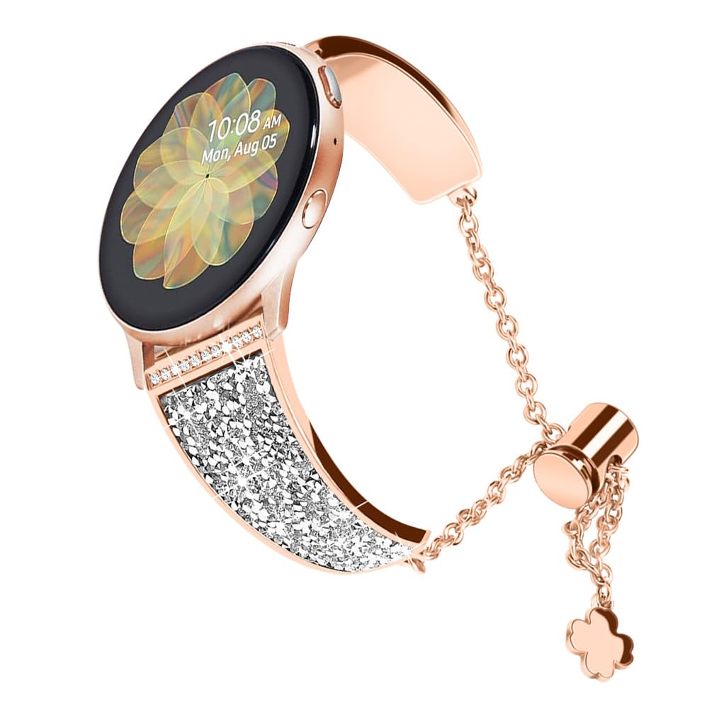 YOFUNTLECompatible for Samsung Galaxy Watch 6/5/4 Band 40mm 44mm, Active 2 Bands,Women Bling Bracelet Adjustable Replacement Strap Wristband for Galaxy Watch 6 Classic/5 Pro/4 Classic/Watch 3 41mm