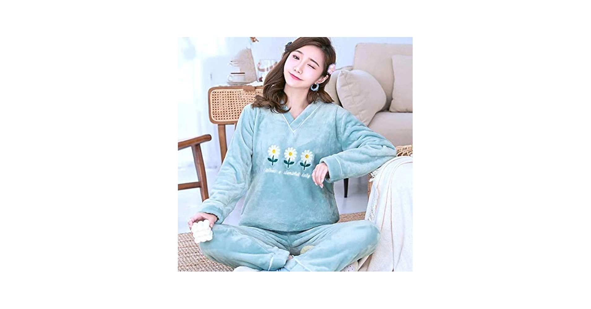 Amazon.co.jp: WEILEAパジャマセット女性用、スカイブルーV