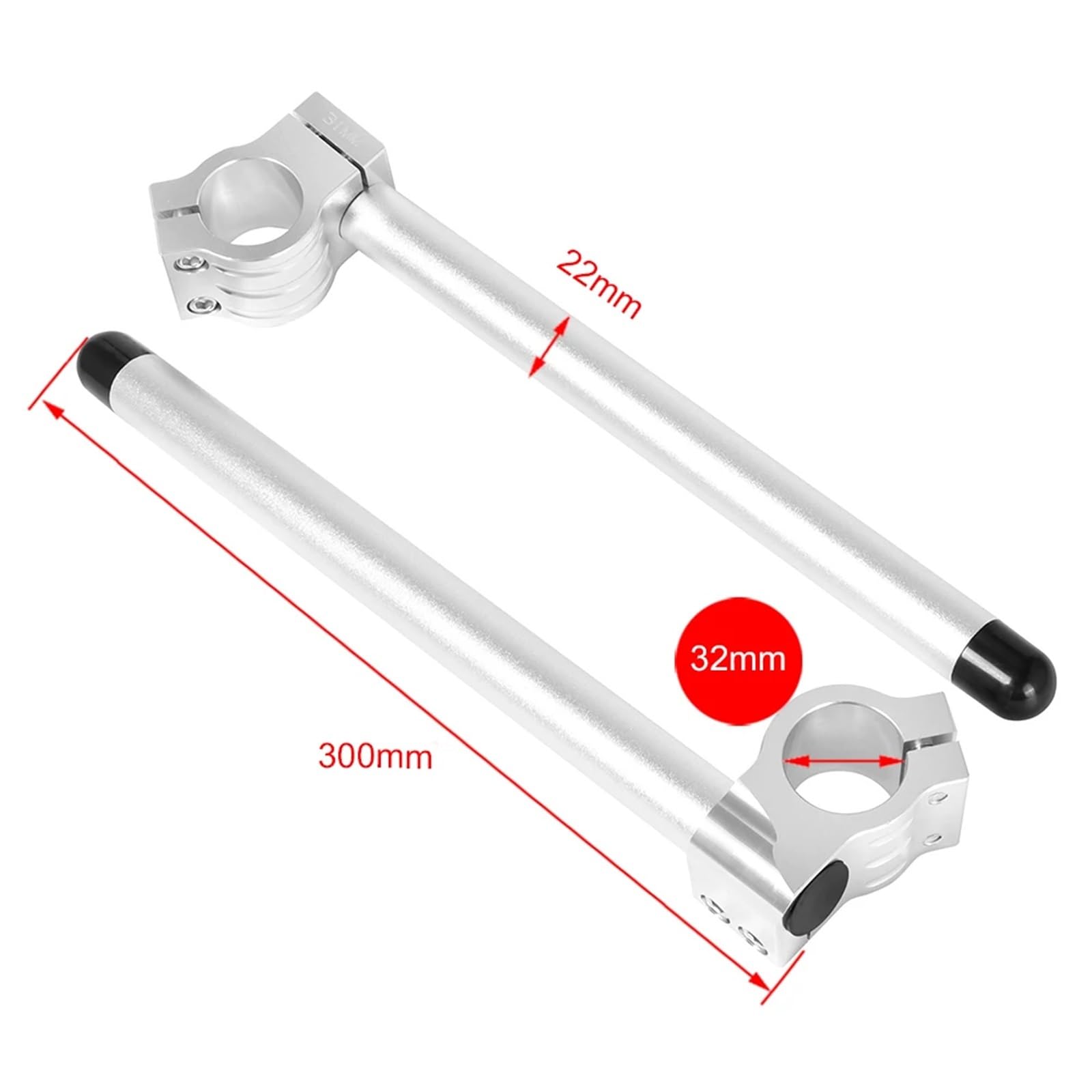 Rehausseur universel de guidon de moto en aluminium CNC 7/8" 22 mm à clipser pour Harley Adaptateur Guidon(32MM)