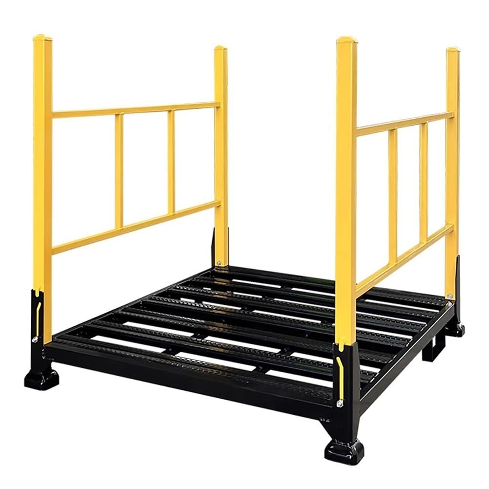 Support de palette empilable en acier avec garde-corps pliants, support de rangement industriel pour la manutention de matériaux