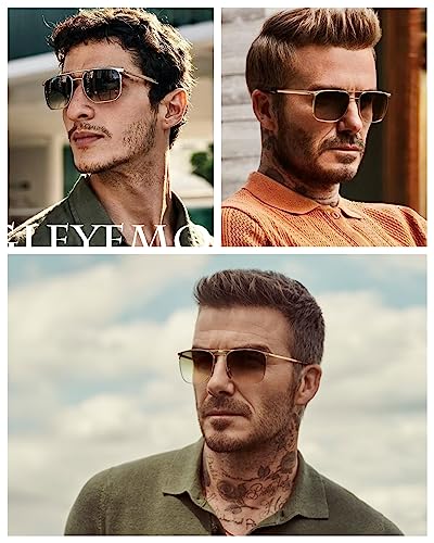 Gleyemor Fashion Sunglasses For Men Stylish Retro Square Shades Uv400 Protection (Gold/Grey) #TOP3