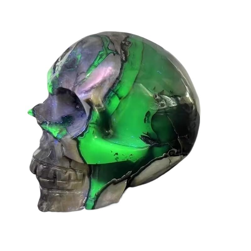 Crâne en agate volcanique naturelle de 8cm, l'objet déco idéal pour sublimer un bureau moderne