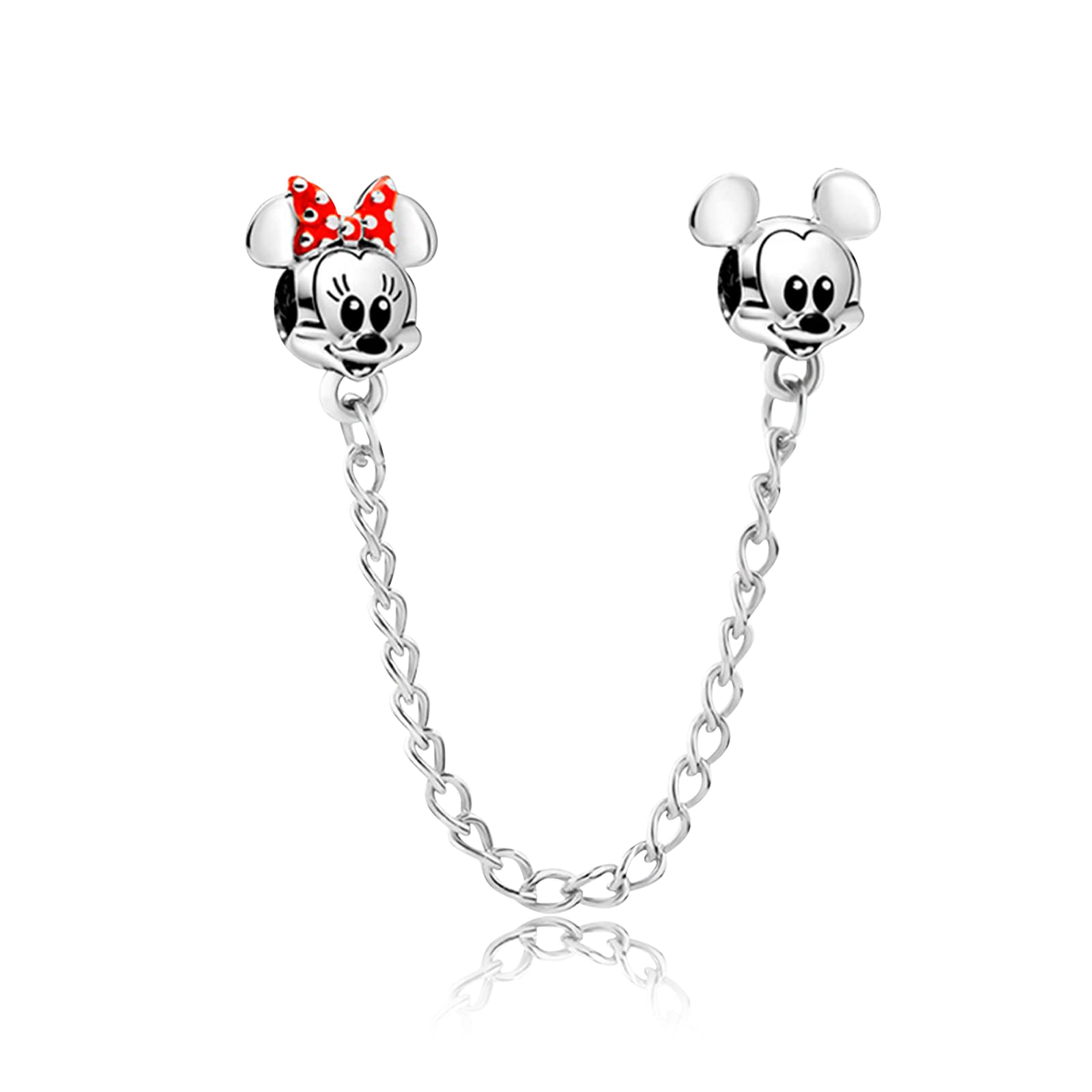 HAEPIARS925 encanto de plata para el collar de pulsera de plata esterlina Dangles Ratón Safty Cadena para Mujeres Niñas