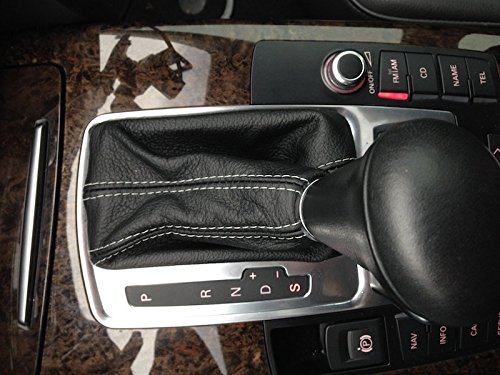 RedlineGoods Bota/Funda de Cambios - Caja de Cambio Directo Compatible con Audi Q7 2007-15 Cuero Negro Costura Azul