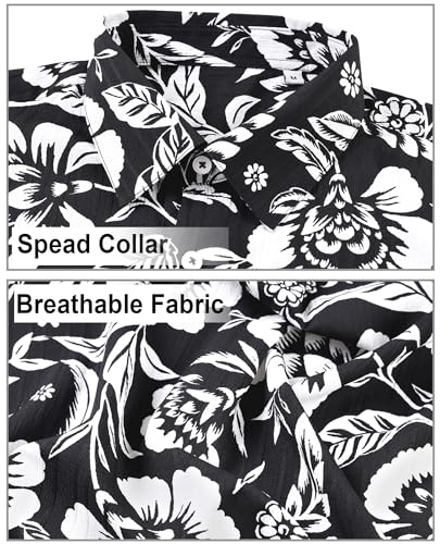 DEMEANOR Hawaiian Shirt for Men Short Sleeve Floral Button Down Shirt Tropical Hawaiian Shirts Casual Linen Shirts Beach - Image 6