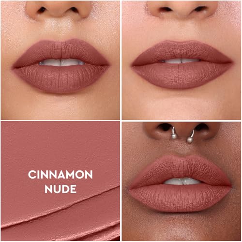 Image of Kiro Non-Stop Airy Matte Liquid Lipstick - Cinnamon Nude (Brown Pink), 5ml | Super-Pigmented, Long-Lasting, hydrating | Waterproof, Smudge-Proof, Lightweight | Infused with Avocado & Apricot Oil