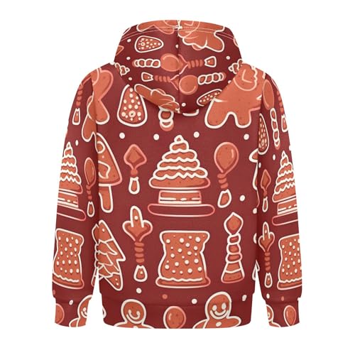 Kids Hoodies Sweaters Christmas Gingerbread Man Hooded Sweatshirts with Big Pockets for Boys Girls B04004172