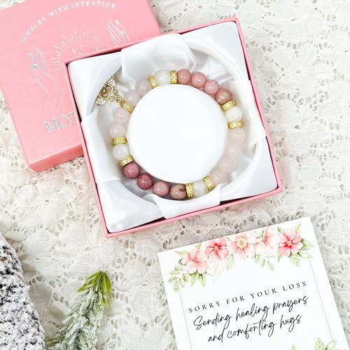 Sympathy Gift Healing Crystal Bracelet Spiritual Bereavement Gifts for Loss of Mother – Gold Charm Bracelet - Universal Fit - Sorry For Your Loss - Angel Gifts For Women2
