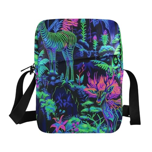 KLL Jungle Animal Addax Bright Neon Green Mint Green messenger bag crossbody Vegan Leather cross body bag men Casual Handbag For Travel