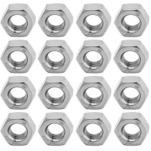 MroMax M6-1mm Hex Nuts, 304 Stainless Steel Metric Coarse Thread Hexagon Nut Fasteners for Mechanical Equipment,Construction Repair Silver 50Pcs