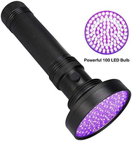 UV Flashlight UV Light 100 LEDs Pet Dog Cat Urine Stains Scorpion Bed Bug Detector Light and authenticate Currency Cosmetic Ultraviolet…