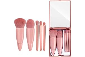 Easy-taken COSHINE 5pcs Mini Complete Function Beauty Cosmetic Brush Kit (5pcs with Mirror)