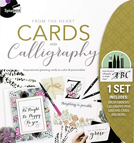 Spicebox Adult Art Craft & Hobby Kits Sketch Plus Cards & Calligraphy, 14 Greeting Cards To Customize, Art Kit For Adult #TOP1