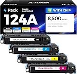 124A Toner Cartridge Set 4-Pack High Yield Replacement for HP 124A Q6000A Q6001A Q6002A Q6003A Compatible with HP Color LaserJet MFP CM1015 CM1017 1600 2600n 2605 2605dn 2605dtn Printer Ink Black Copy