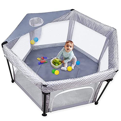 Nastopee Laufstall Baby Faltbar Mit Markise - 150x150x110 Cm Spielplatz Für Indoor & Outdoor