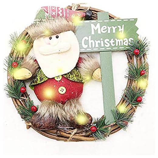 Couronne Décoration de Noël Lumineuse, Morbuy Intérieur LED a Pile Mode 8 avec Illuminé Guirlande de Sapin Noël Couronne de Fleurs pour Votre Porte Cheminee Mur ou Fenêtre (30cm,Le Père Noël)