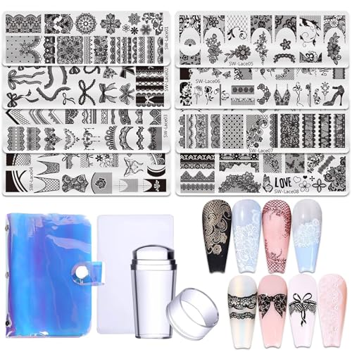 Lace Nail Stamping Plate Set - French Tip Stamp Silicone