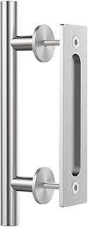 WINSOON 12" Sliding Barn Door Handles Brushed Nickel with Flush Finger Pull Hardware Stainless Steel Used for Gate Garages Cabinet