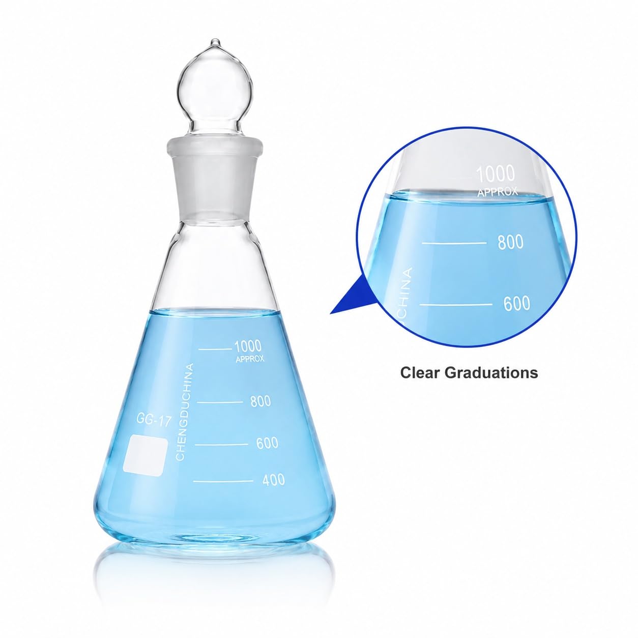 Erlenmeyerkolben mit Glasstopfen und Schliff Laborkolben-5000mL 24/29#