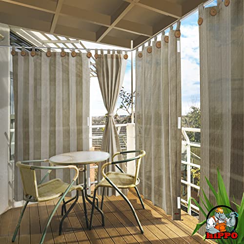 Image of HIPPO HDPE 230 GSM Outdoor Loop Curtain for Balcony & Patio UV Protection, Sun Blocking, Light-Filtering Curtains (Sahara-Sand, 4.5FTX4.5FT, 1PC)