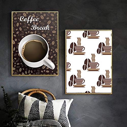 Toile Peinture Pause Café Vintage Europe pour Cuisine et Restaurant 60x90cm