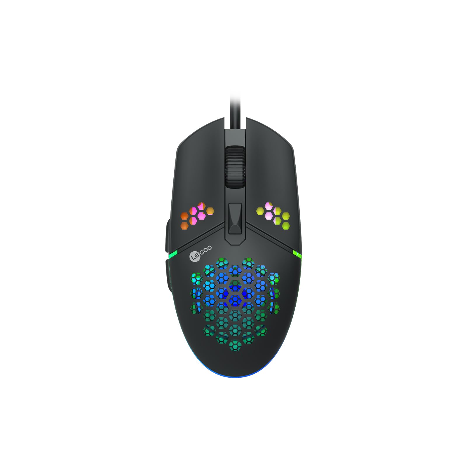 Lecoo MS105 Kablolu 3200DPI 6 Tuşlu RGB LED Aydınlatmalı 103gr Ağırlık Optik Sensör Oyuncu Mouse Siyah
